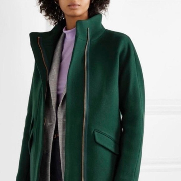 J Crew Stadium Wool Cocoon Coat Forest Green 10 - Picture 7 of 12